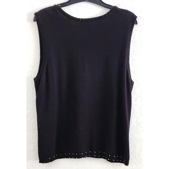 SWEATER JACKET & TANK-BEREK-Rhinestones-Appliques-Black-Gold-2 Piece-Size XL - Picture 5 of 15